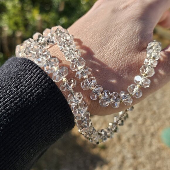 Vintage Crystal Glass Graduated 15" Choker Necklace Amazing Piece - Picture 12 of 13